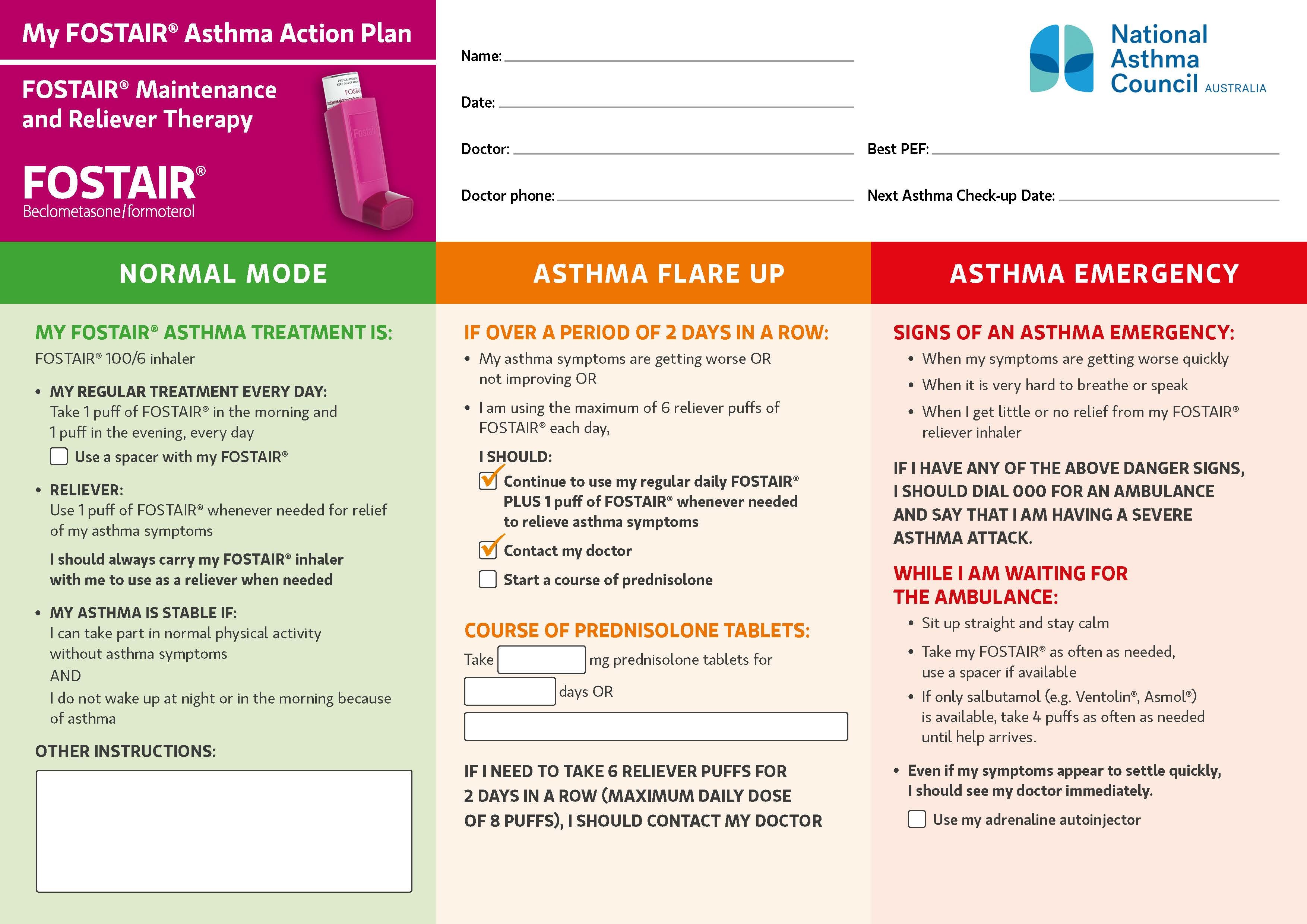 Ascia Asthma Action Plan Template